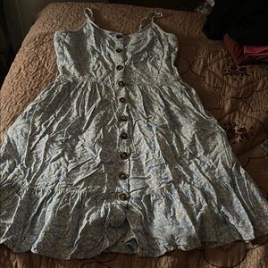 Blue Floral Button-Down Dress